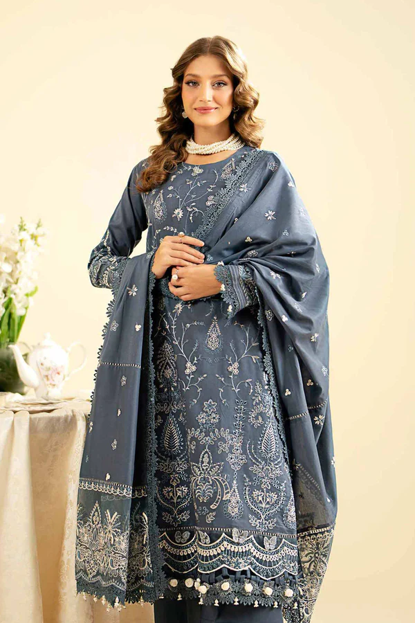 Elegant Floral Summer Lawn Dress by Nishat Linen