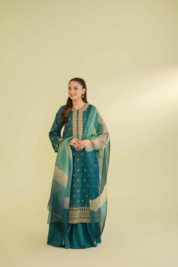 Vibrant Geometric Print Lawn Suit by Nishat Linen