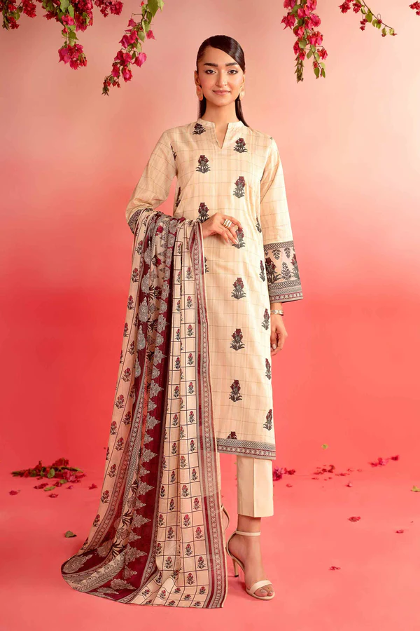 Sophisticated Pastel Lawn Dress by Nishat Linen