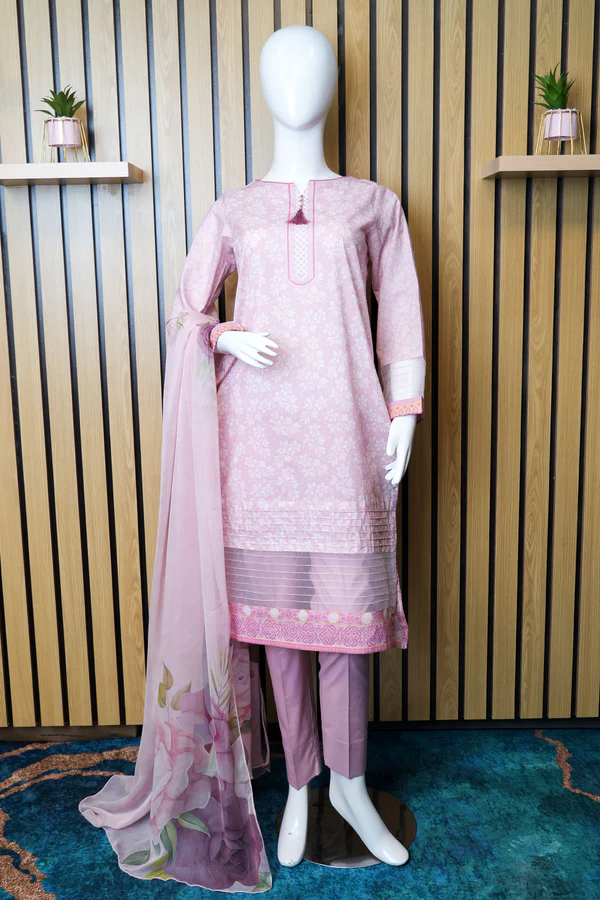Unstitched 3 Piece Suit by Madiha Jhangir - Elegant Floral Design