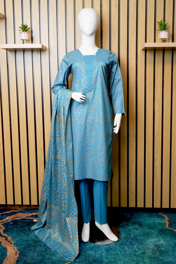 3 Piece Cambric Suit by Madiha Jahangir - Elegant Floral Design